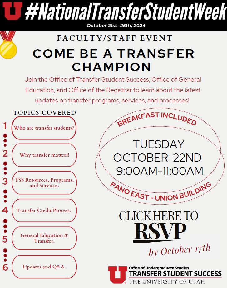 Staff and Faculty event - Come be a Transfer Champion