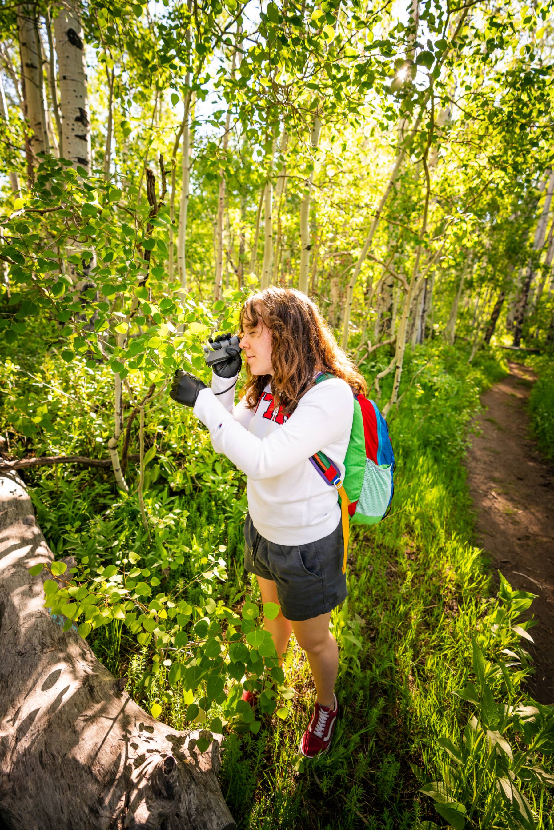 Student in the forest.